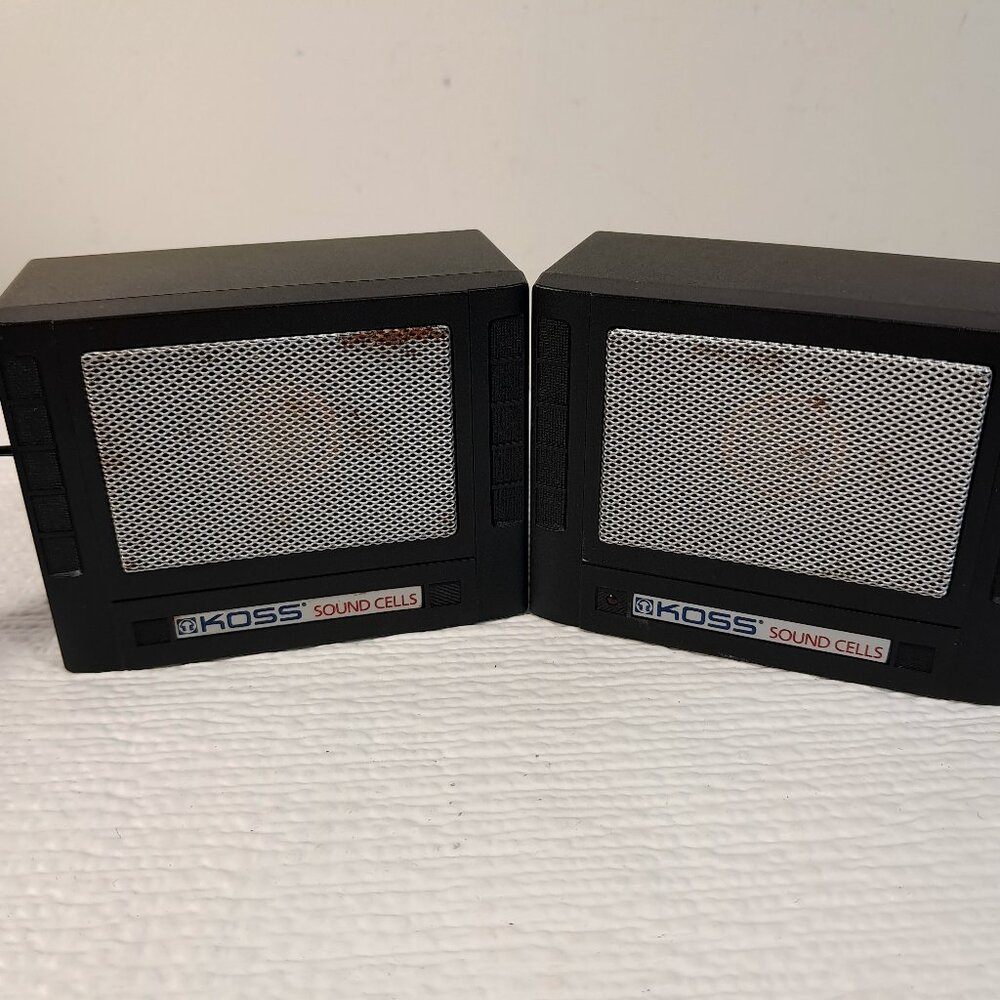 Koss Sound Cells Stereo Amplified Speaker set right left Vintage FOR PARTS